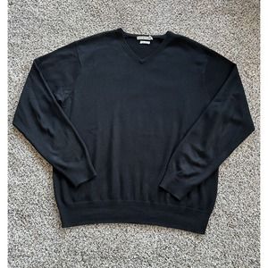PETER MILLAR size XL Men’s SWEATER V-neck Silk/Cotton/Cashmere BLACK *NICE* B24
